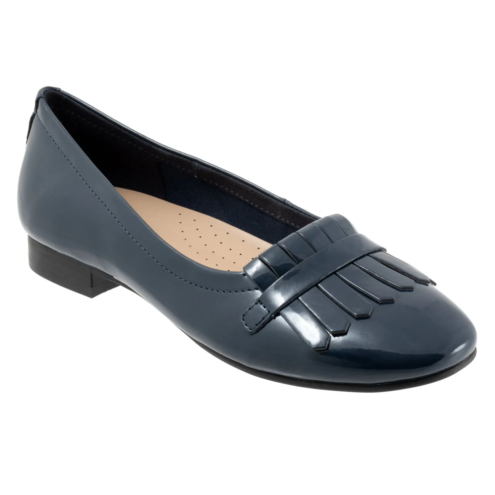 Trotters Greyson T2306-401 Womens Blue Narrow Leather Loafer Flats Shoes
