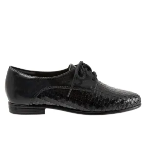 Trotters Lizzie T1858-001 Womens Black Narrow Leather Loafer Flats Shoes