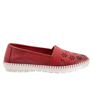 Trotters Rosie T2233-600 Womens Red Narrow Leather Loafer Flats Shoes