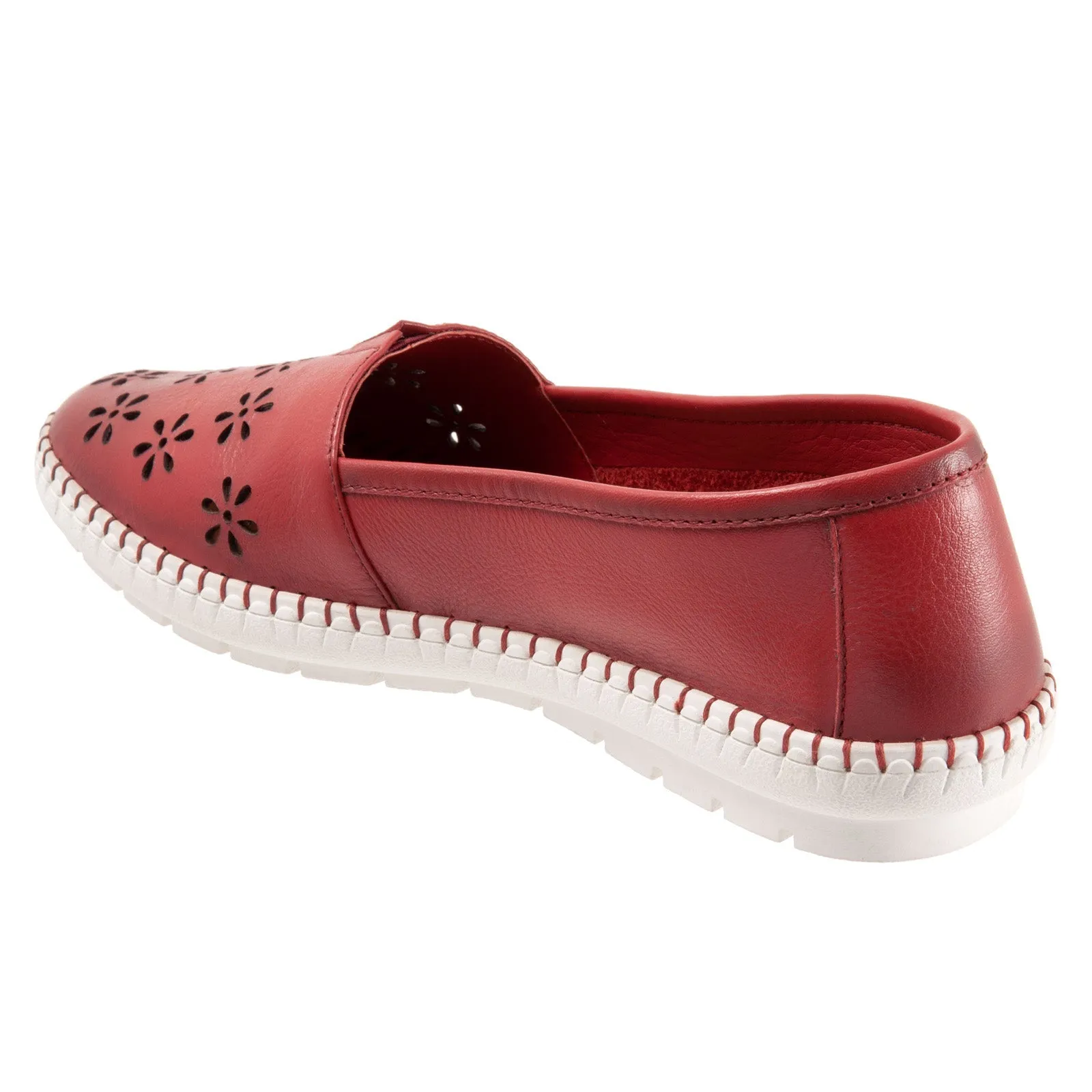 Trotters Rosie T2233-600 Womens Red Narrow Leather Loafer Flats Shoes