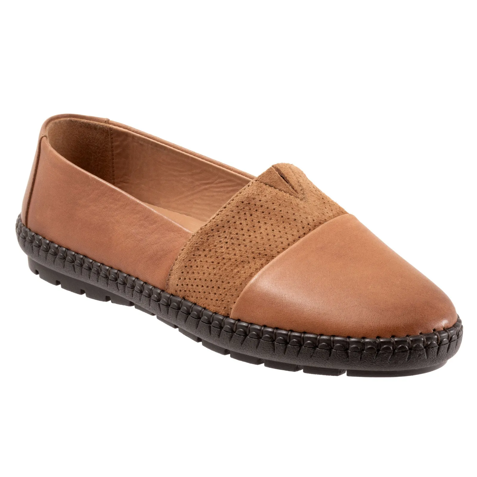 Trotters Ruby T2265-215 Womens Brown Narrow Leather Loafer Flats Shoes