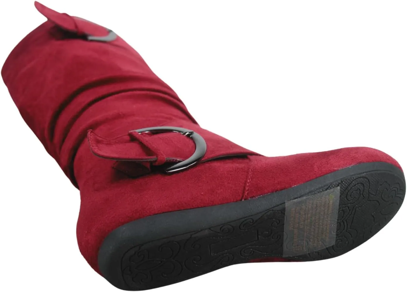 TZ Zone-38 Women's Closed Round Toe Flat Heel Buckle Slouchy Mid-Calf Casual Boots