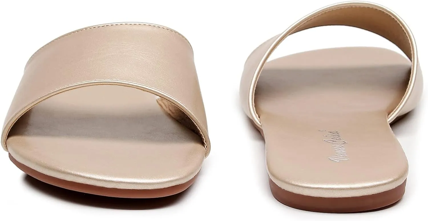 VenusCelia Women's Plain Wide Flat Sandal