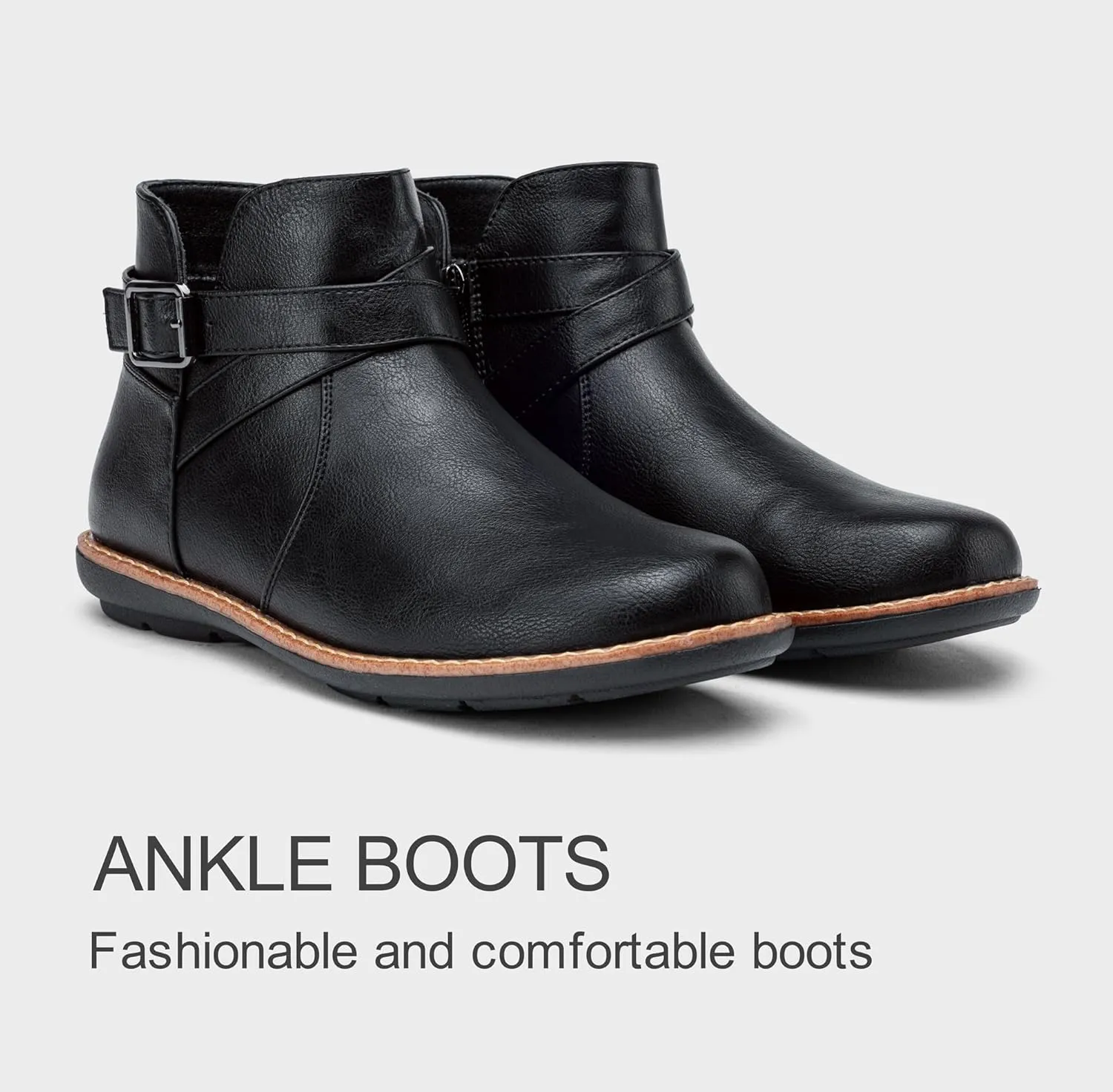 Vepose Womens 9005 Flat Ankle Boots, No Heel Round Toe Short Booties