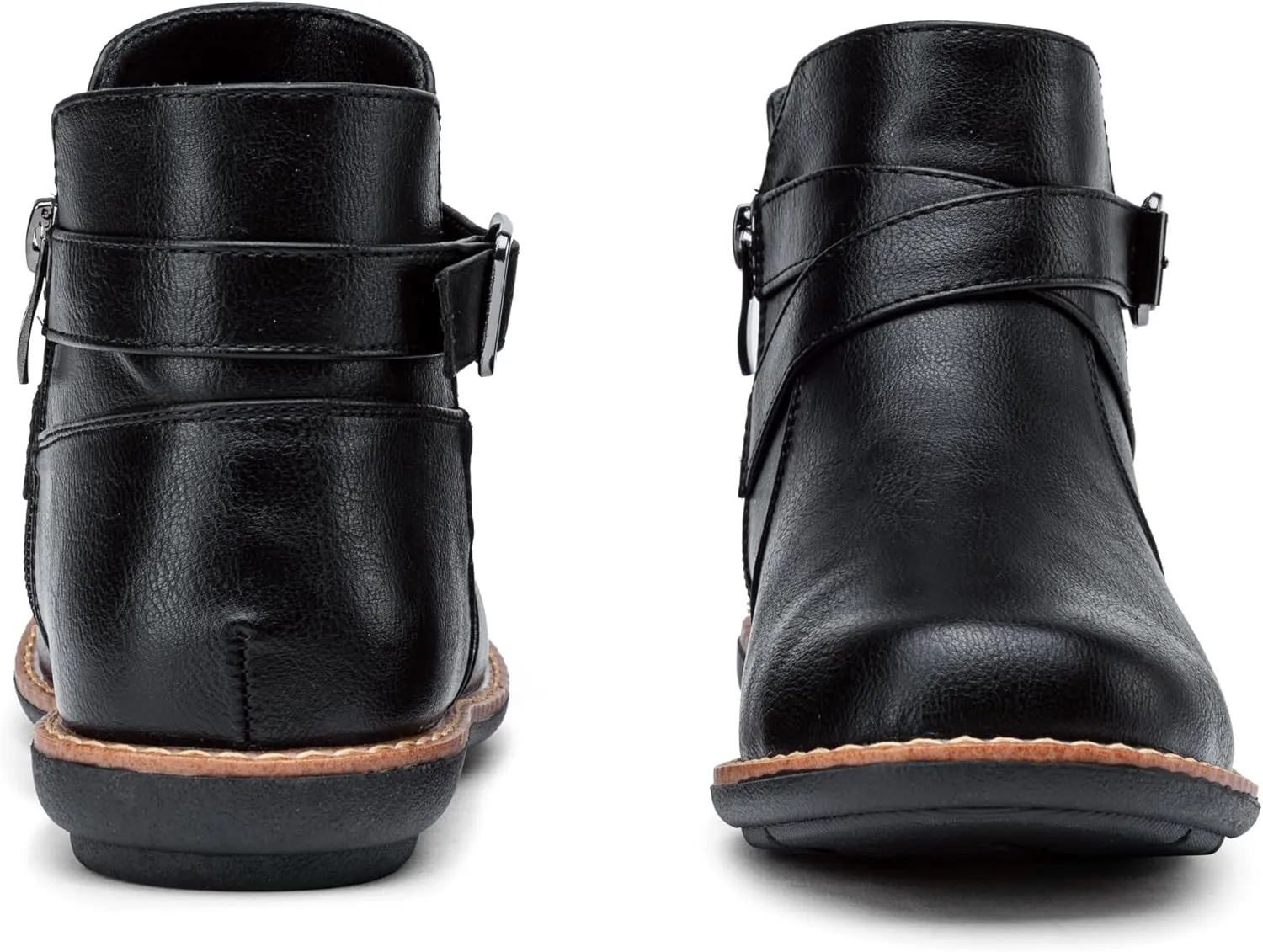 Vepose Womens 9005 Flat Ankle Boots, No Heel Round Toe Short Booties