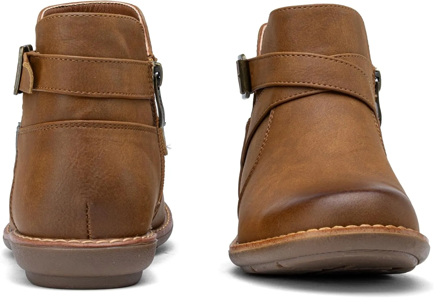 Vepose Womens 9005 Flat Ankle Boots, No Heel Round Toe Short Booties