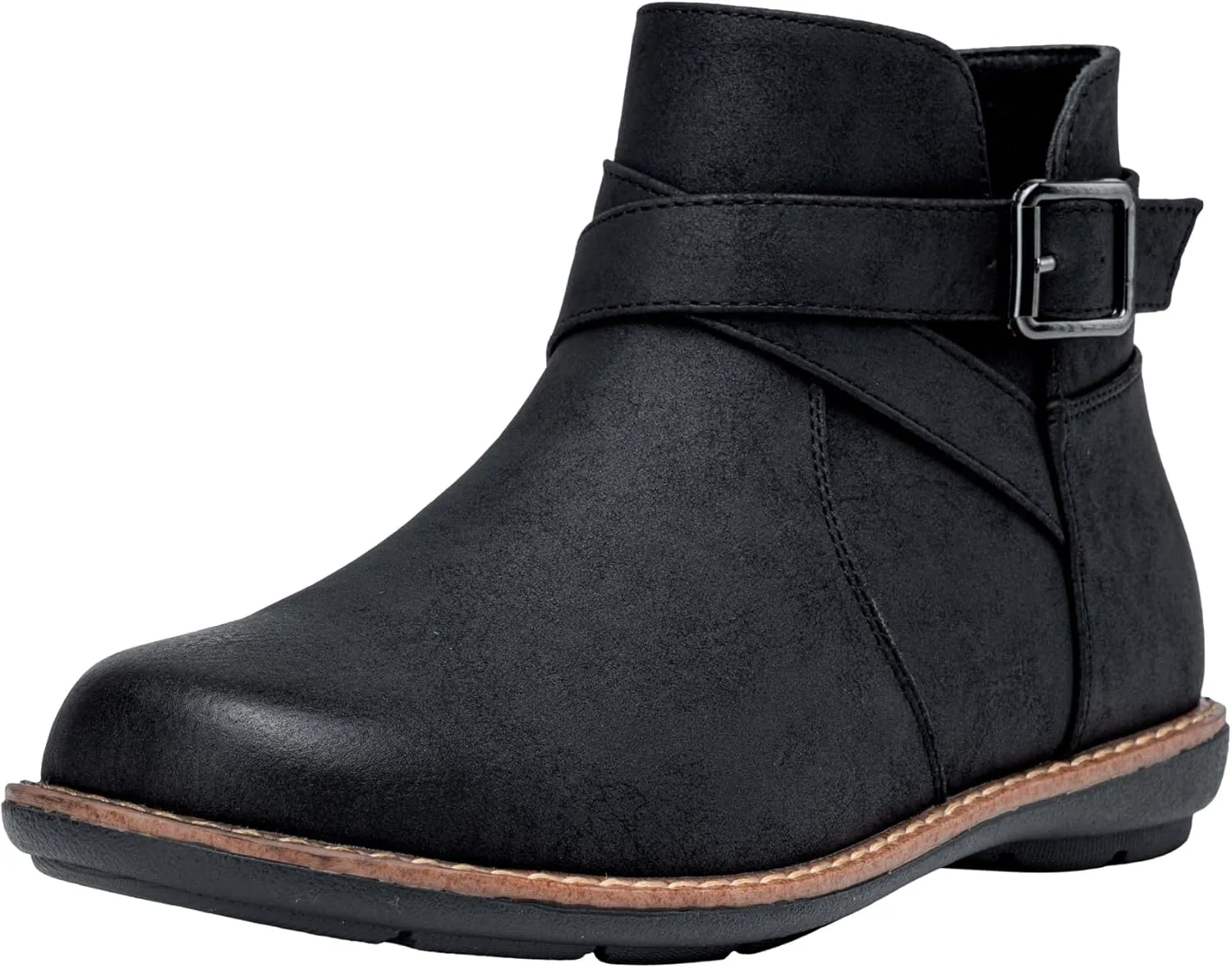 Vepose Womens 9005 Flat Ankle Boots, No Heel Round Toe Short Booties