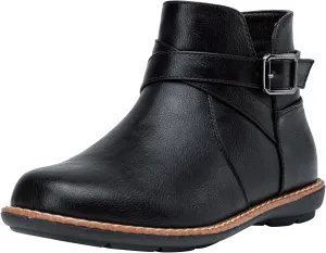 Vepose Womens 9005 Flat Ankle Boots, No Heel Round Toe Short Booties