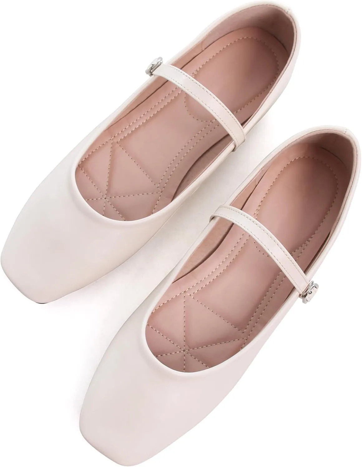 WENJIAZHIZHI Womens Square Toe Ballet Flats Comfortable Mary Jane Shoes Dressy Casual Slip-On Ballerina Walking Flat Shoes