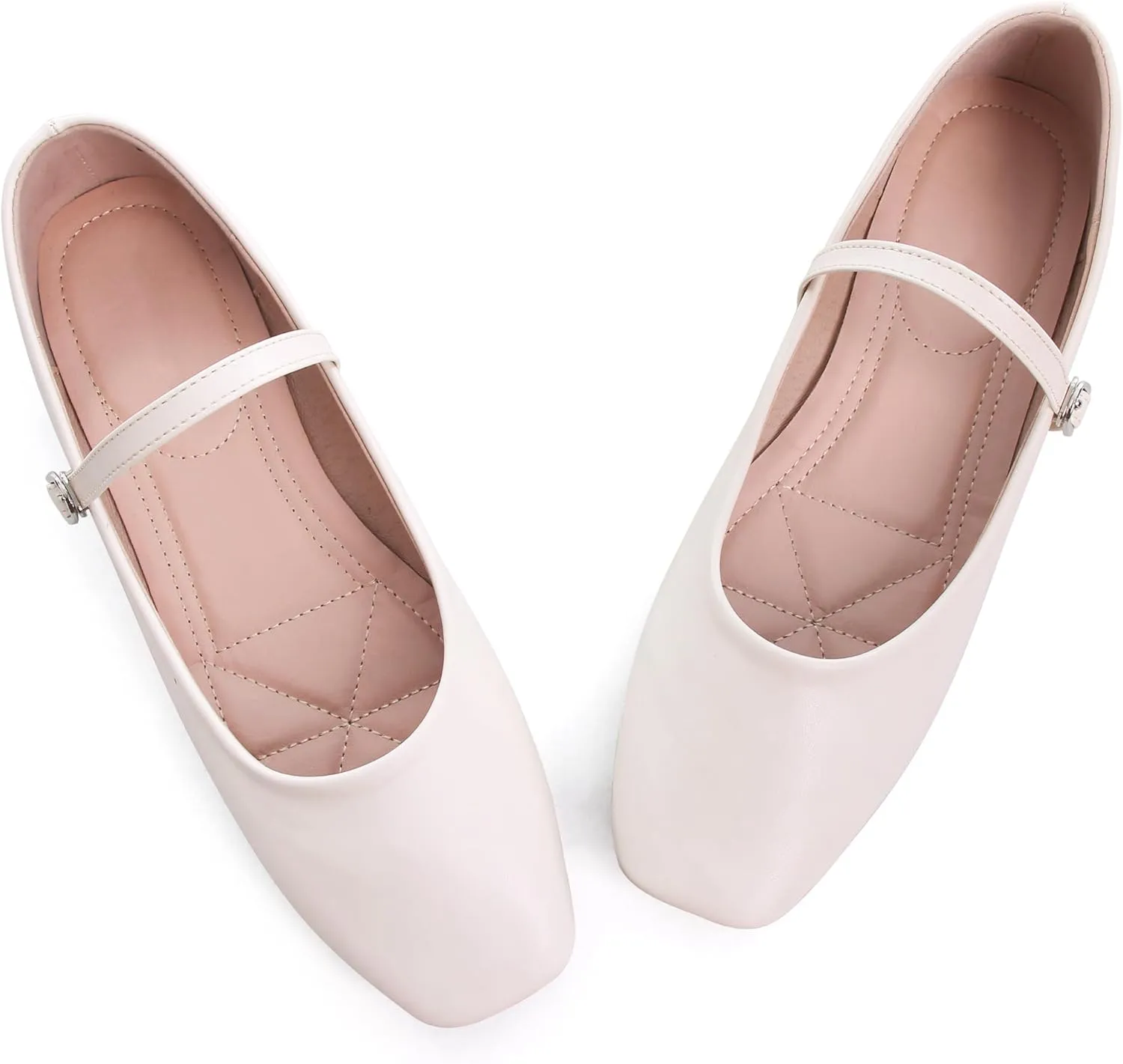WENJIAZHIZHI Womens Square Toe Ballet Flats Comfortable Mary Jane Shoes Dressy Casual Slip-On Ballerina Walking Flat Shoes