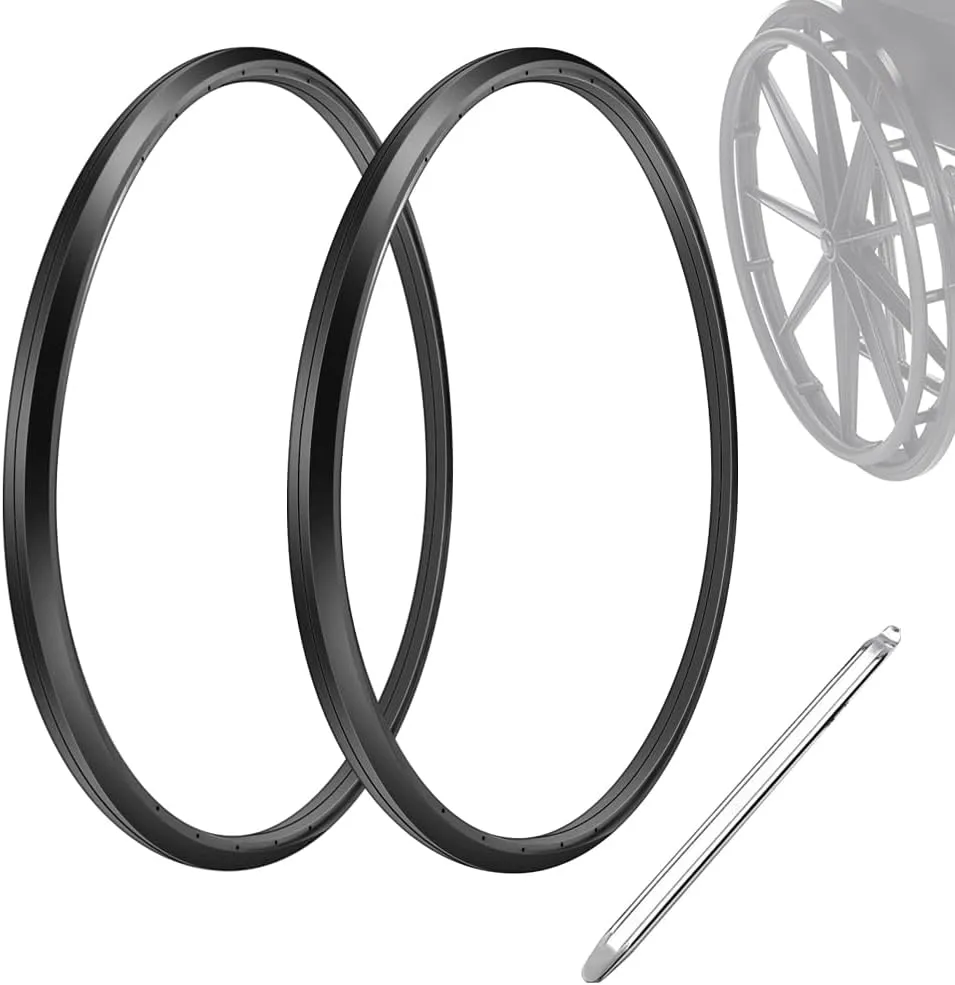 Wheelchair Rear Wheel Replacement Tire, 24 "X 1" Universal Flat-Free Polyurethane Tire,Equipped With Installation Tools, Wheelchair Accessories For All Brands(1 Pair)