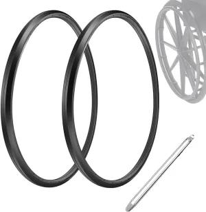 Wheelchair Rear Wheel Replacement Tire, 24 "X 1" Universal Flat-Free Polyurethane Tire,Equipped With Installation Tools, Wheelchair Accessories For All Brands(1 Pair)