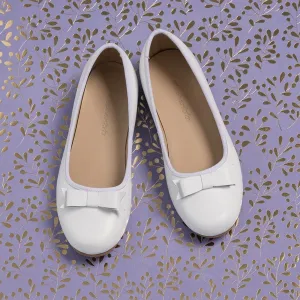 White Leather Camille Flat