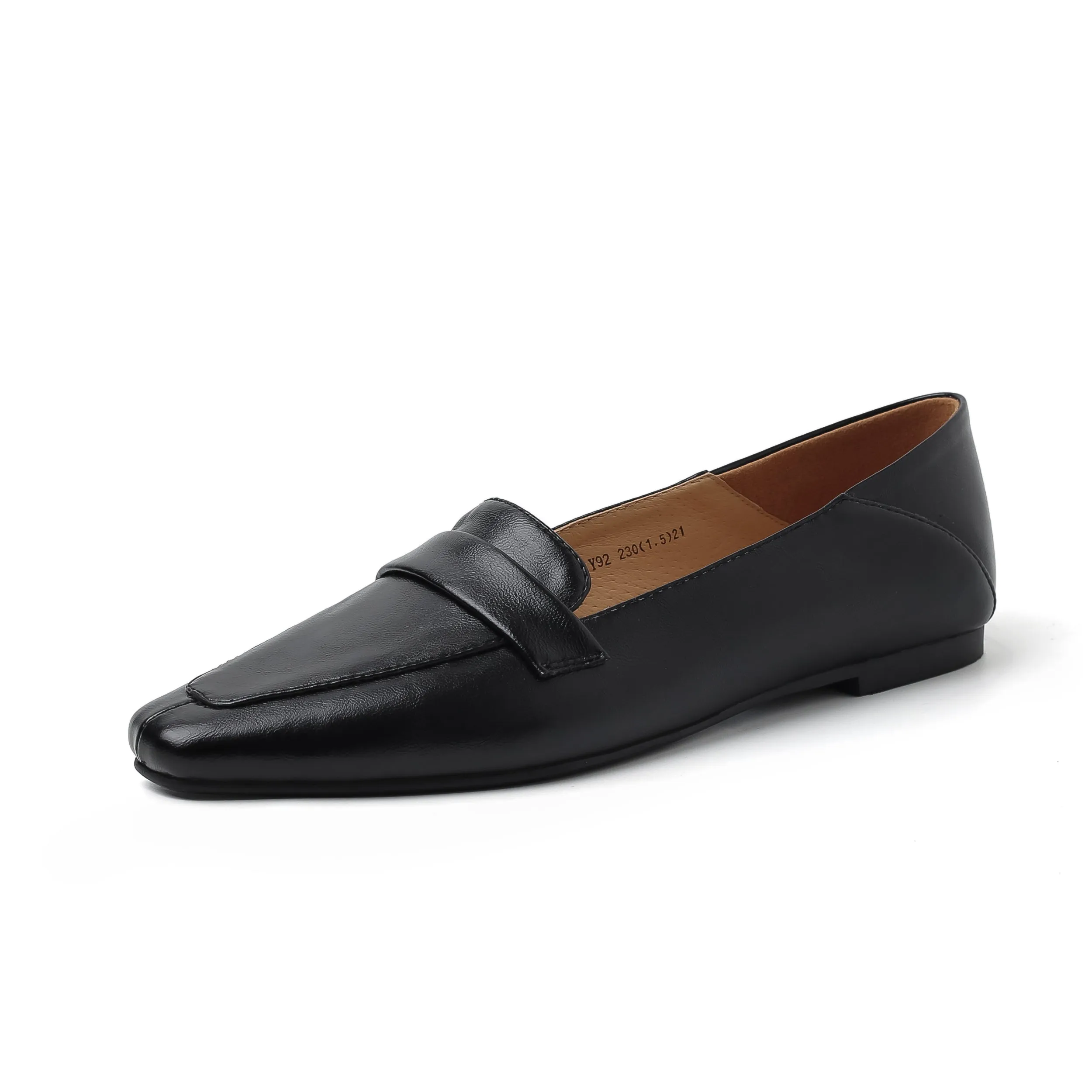 Women Genuine Leather Pointed Toe Retro Slip On Flat Comfortable Loafers