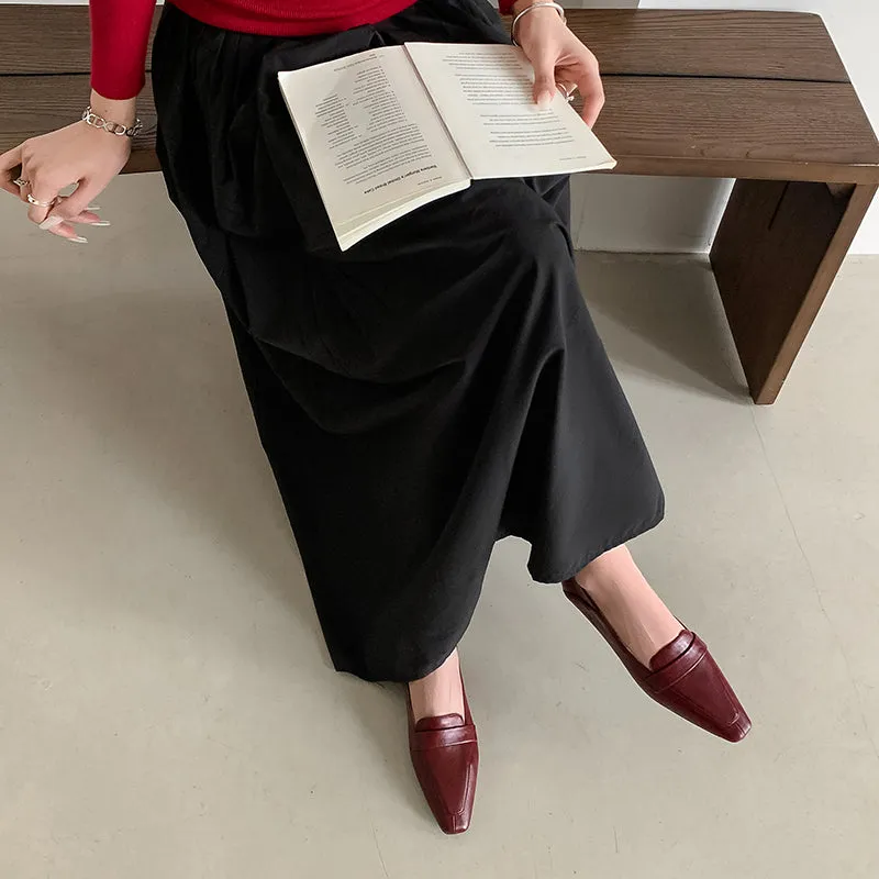 Women Genuine Leather Pointed Toe Retro Slip On Flat Comfortable Loafers