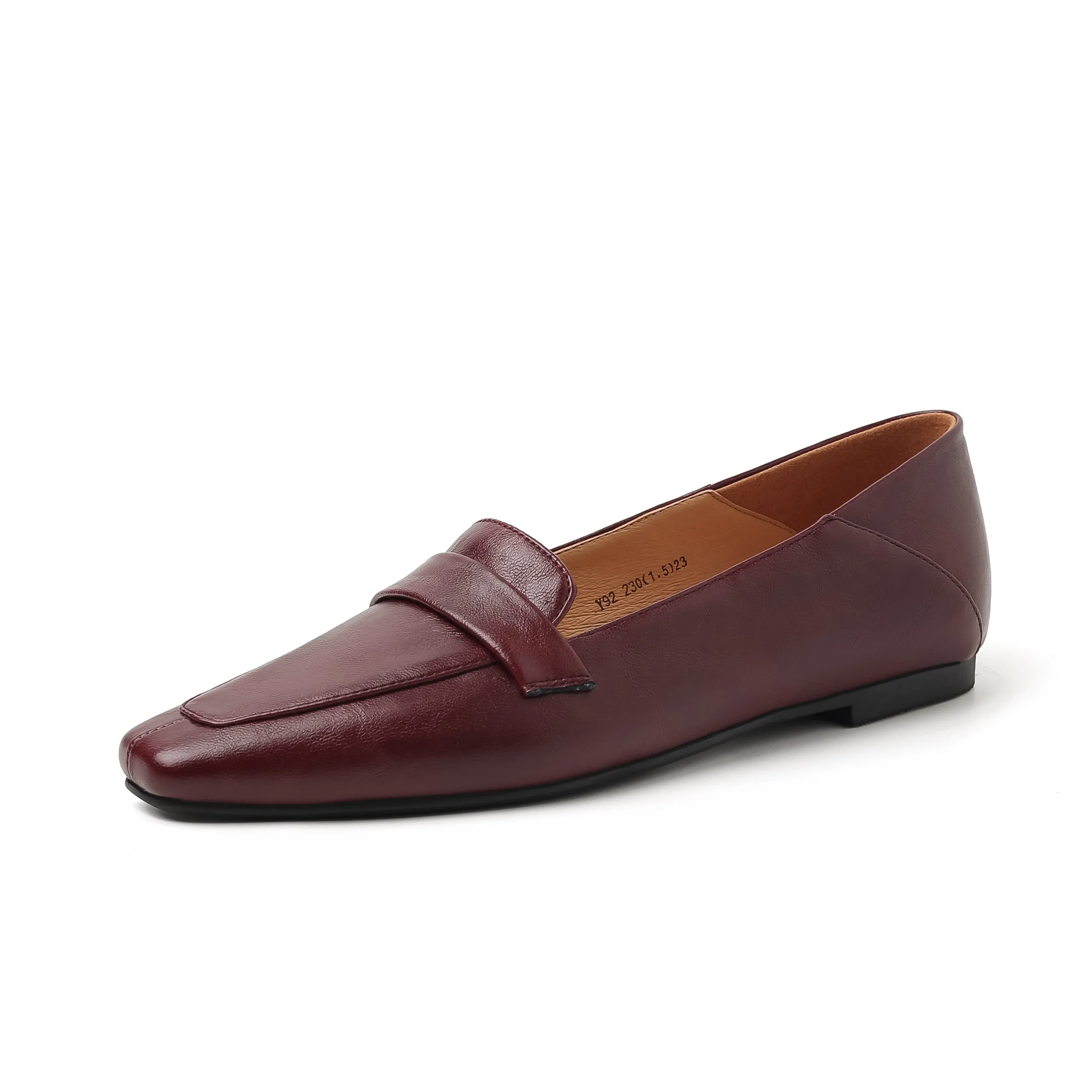 Women Genuine Leather Pointed Toe Retro Slip On Flat Comfortable Loafers