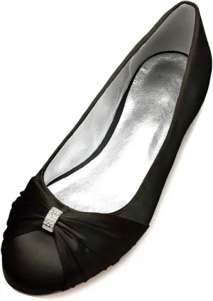 Women Satin Wedding Flats for Bride Round Toe Slip on Prom Evening Bridal Party Dress Flat Shoes 5049-2