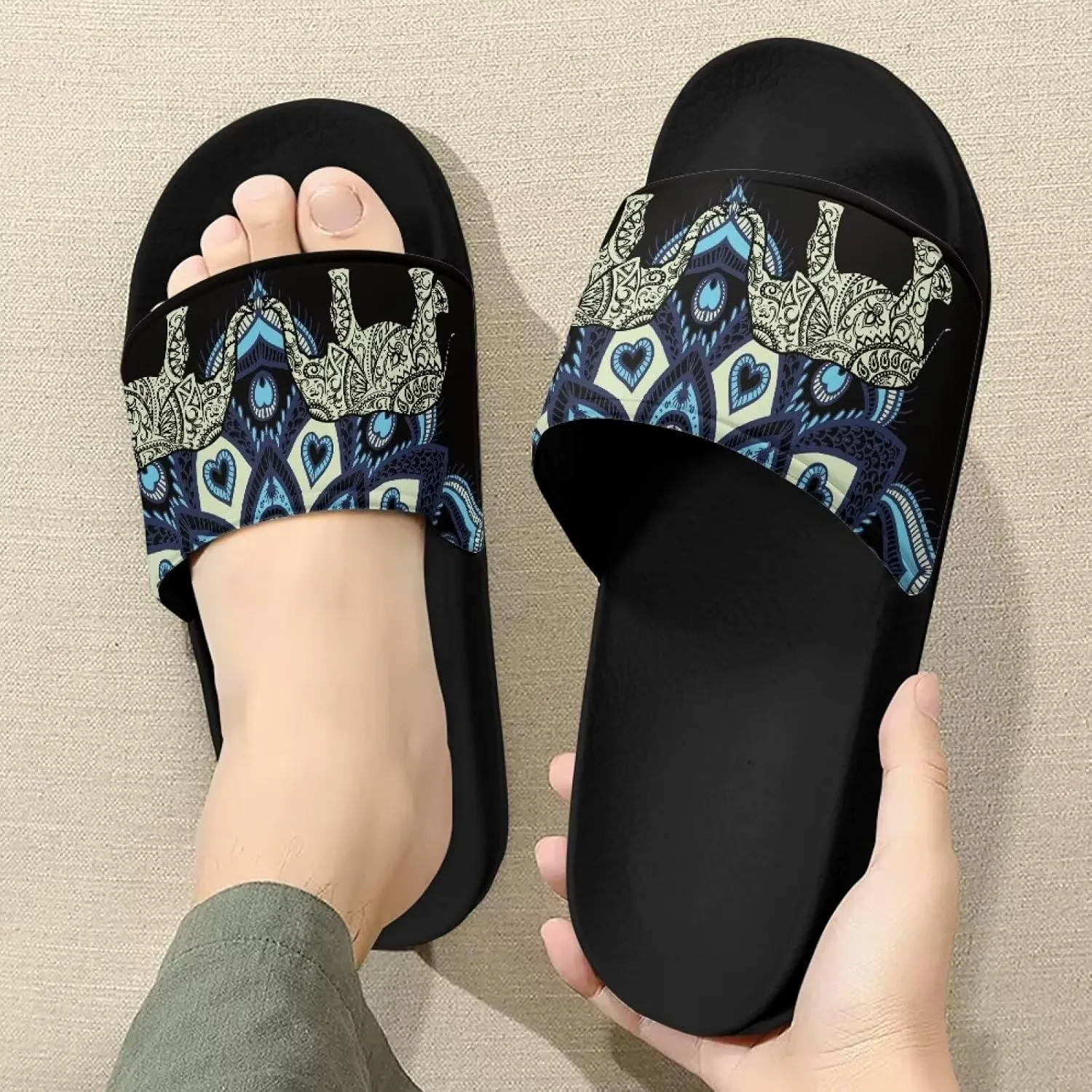 Women Slippers Slide Sandals Non-Slip Open Toe Sandal for Home Beach Casual Footwear