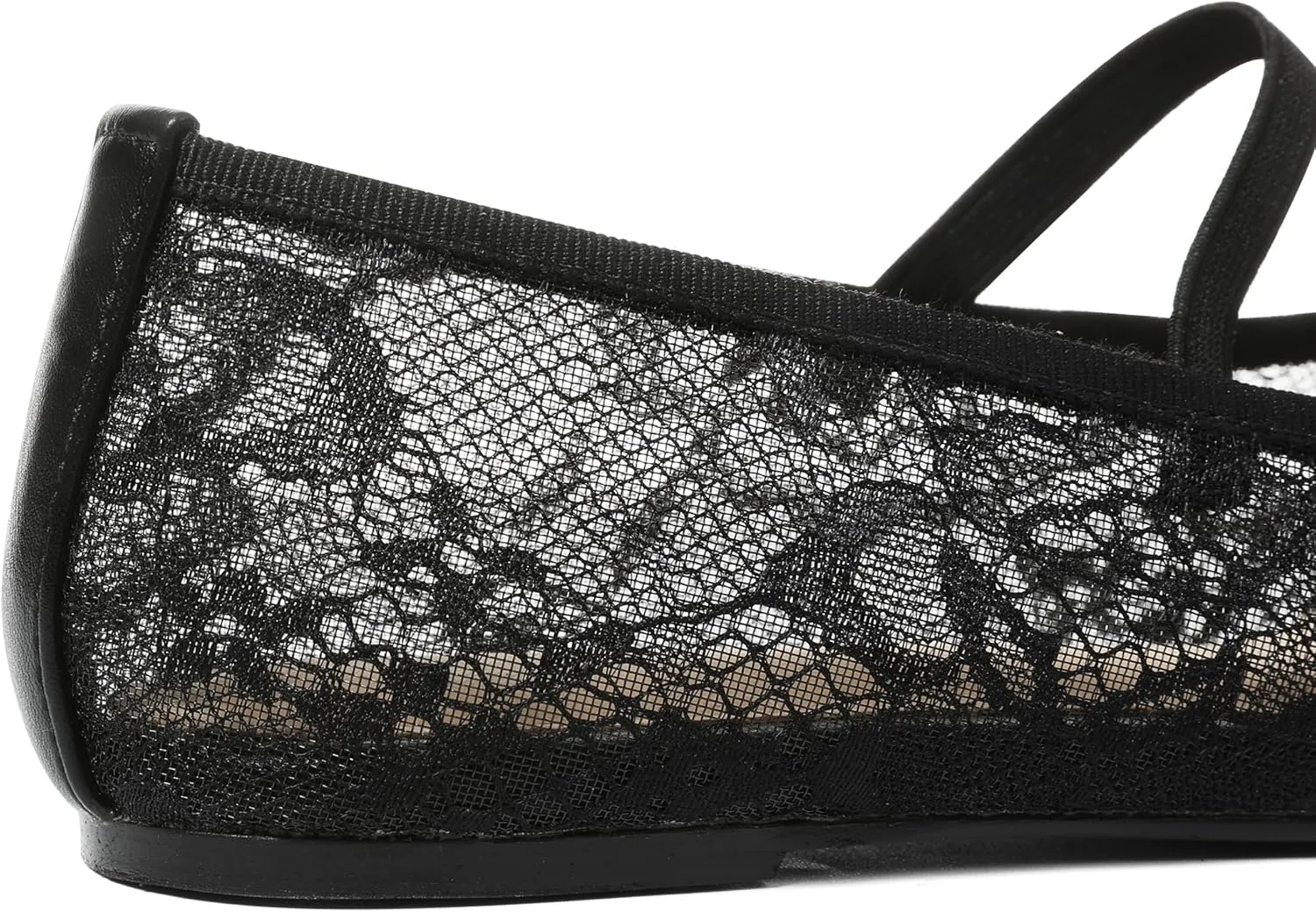 Women's Black Mesh Flats Shoes Ballet Flats for Women Floral Mary Jane Ballerina Round Toe Comfortable Daily Dress Summer Flats Shoes