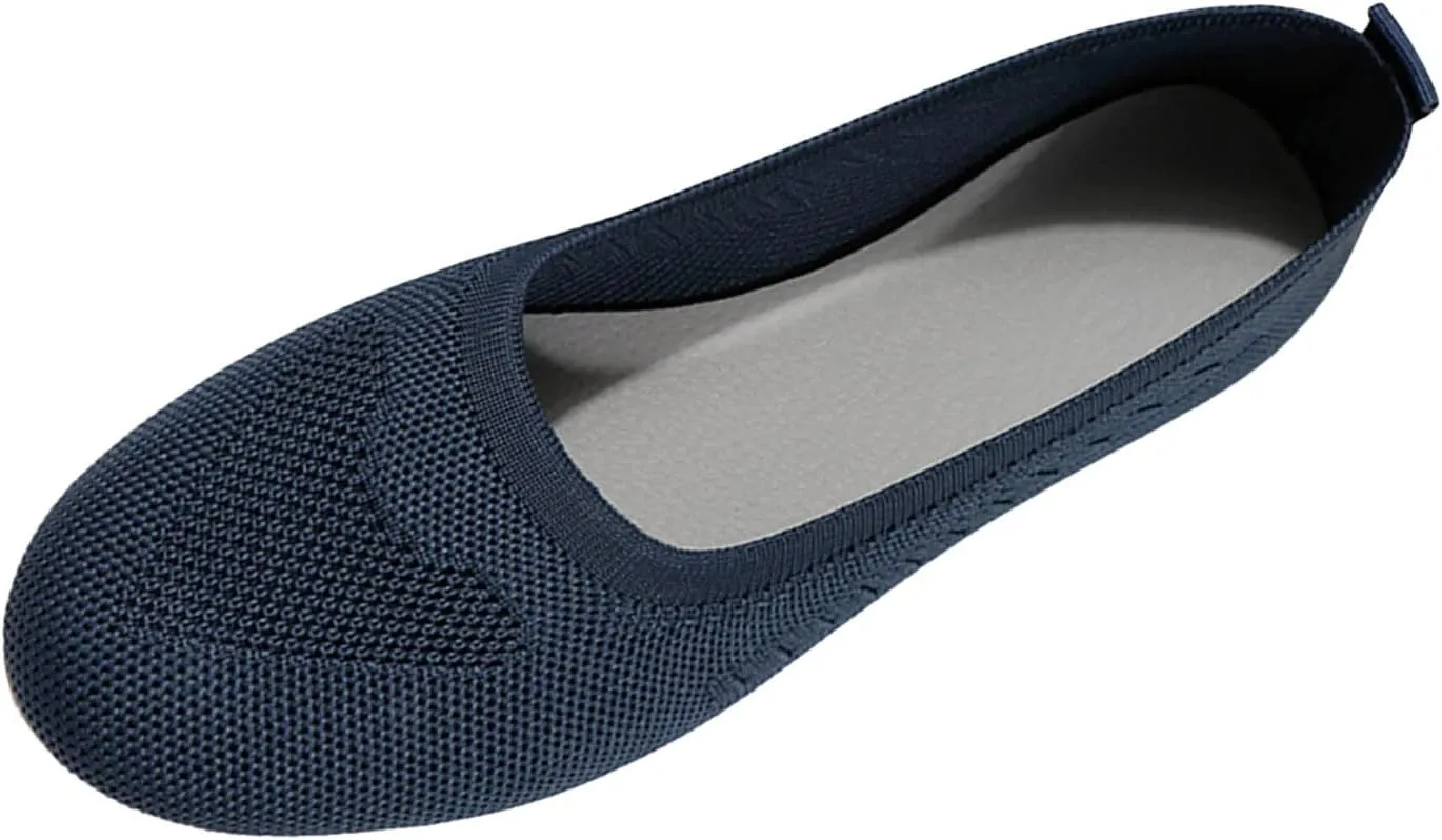 Women's Flat Ballet Shoes Knit Flat Shoes Round Toe Slip on Women Flats for Dressy Casual Office Work Wedding