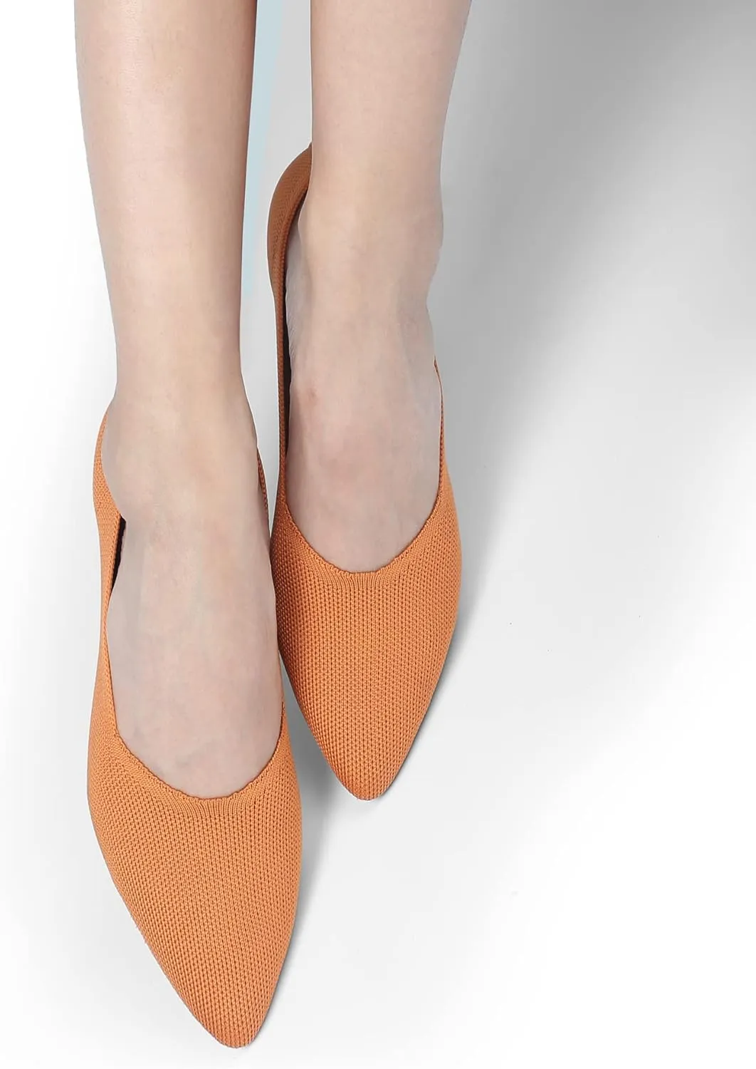 Women's Flat Knit Shoes for Women Ballet Pointed Toe Low Wedge Comfortable Washable Foldable Dress Classic Mesh Walking Black Navy Caramel Texture Slip-On Knitted Casual Flexible