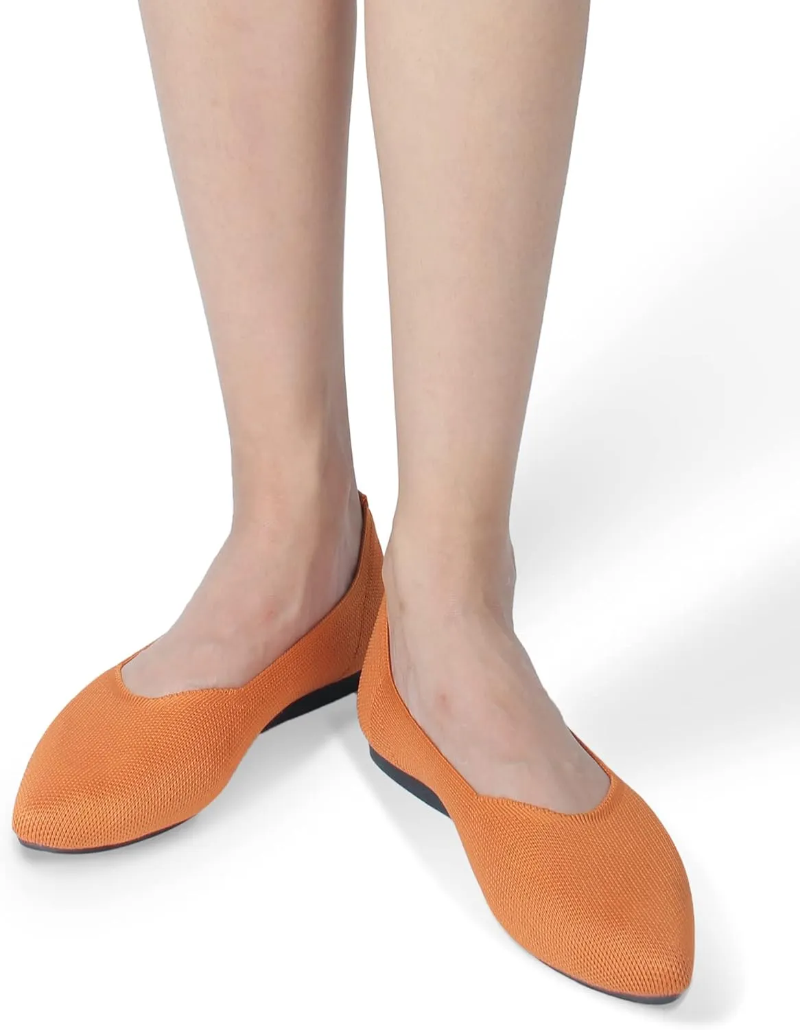 Women's Flat Knit Shoes for Women Ballet Pointed Toe Low Wedge Comfortable Washable Foldable Dress Classic Mesh Walking Black Navy Caramel Texture Slip-On Knitted Casual Flexible