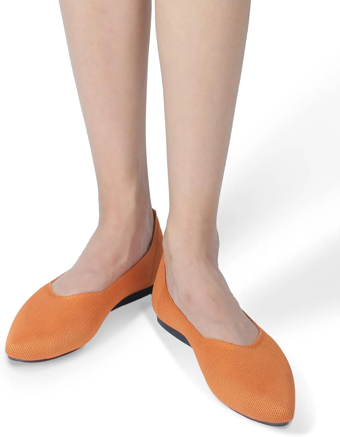 Women's Flat Knit Shoes for Women Ballet Pointed Toe Low Wedge Comfortable Washable Foldable Dress Classic Mesh Walking Black Navy Caramel Texture Slip-On Knitted Casual Flexible