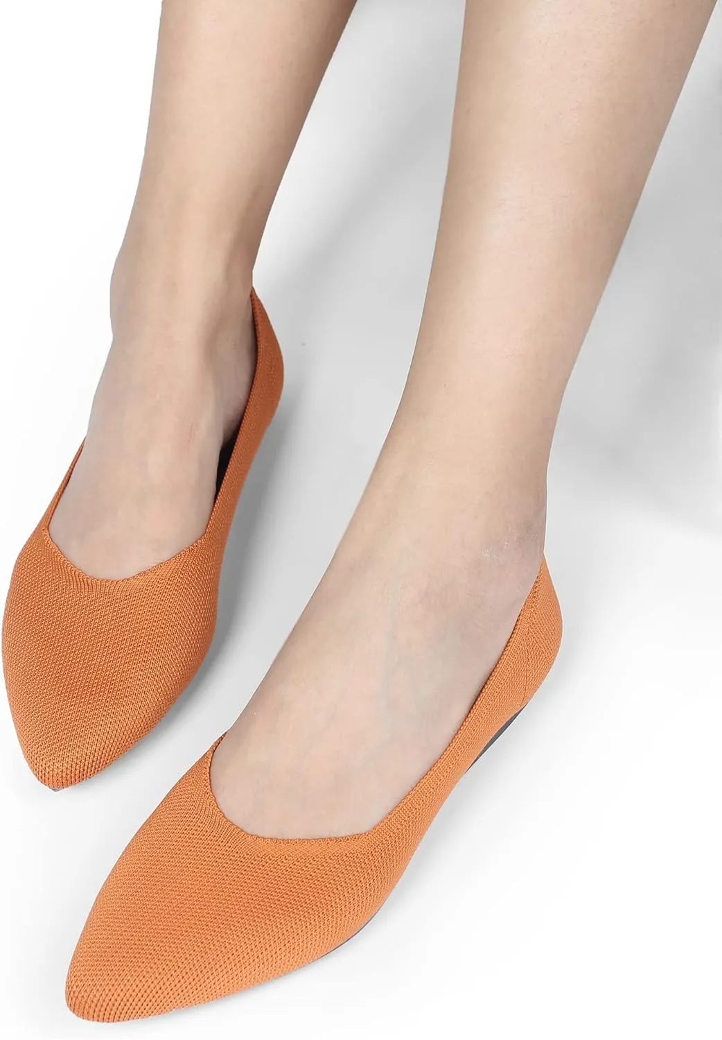 Women's Flat Knit Shoes for Women Ballet Pointed Toe Low Wedge Comfortable Washable Foldable Dress Classic Mesh Walking Black Navy Caramel Texture Slip-On Knitted Casual Flexible