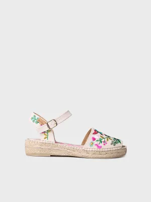 Women's flat sandal with MULTIcoloured embroidery - GARBET