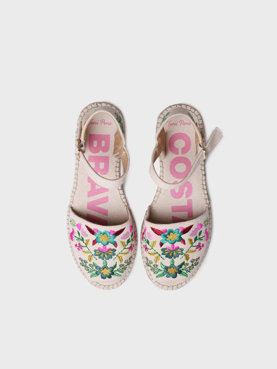 Women's flat sandal with MULTIcoloured embroidery - GARBET