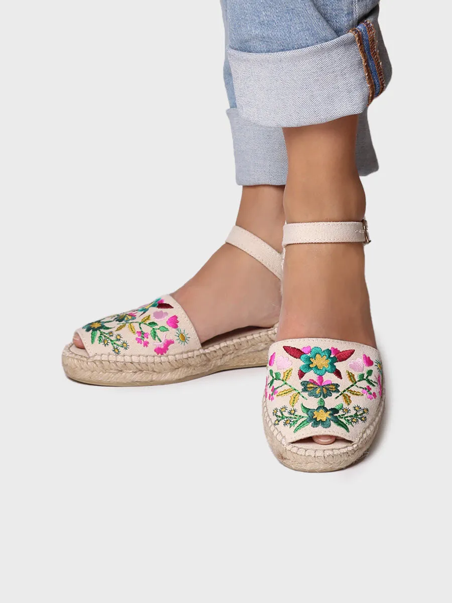 Women's flat sandal with MULTIcoloured embroidery - GARBET