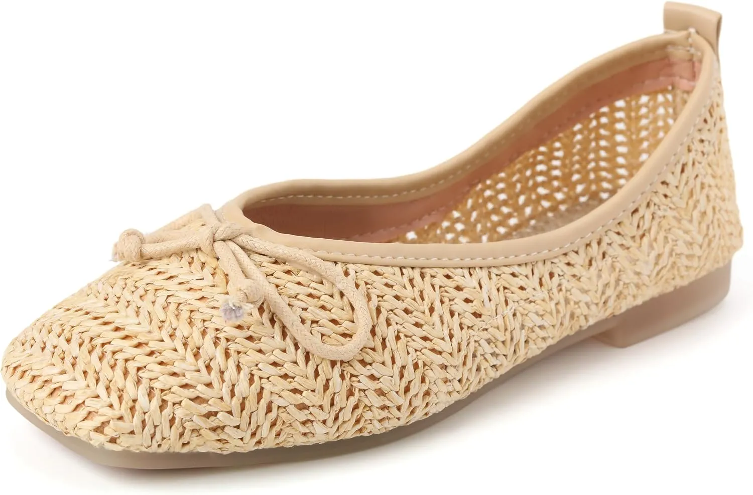 Women’s Flat Shoes Round Toe Slip for Beach Knit Shoes Nature Ventilate