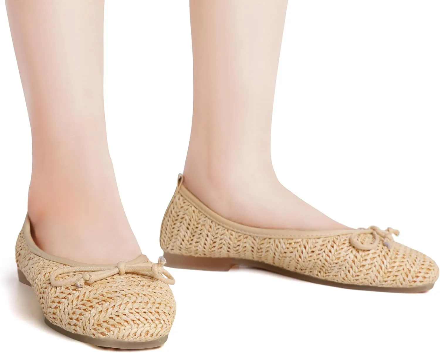 Women’s Flat Shoes Round Toe Slip for Beach Knit Shoes Nature Ventilate
