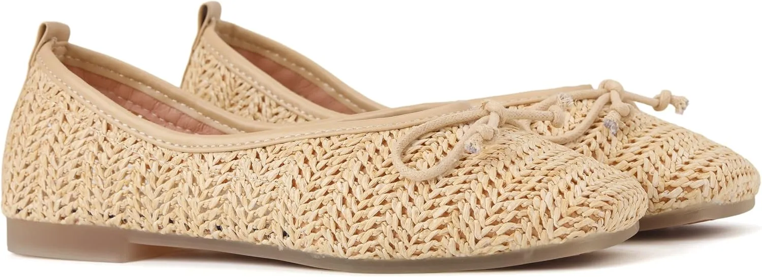 Women’s Flat Shoes Round Toe Slip for Beach Knit Shoes Nature Ventilate