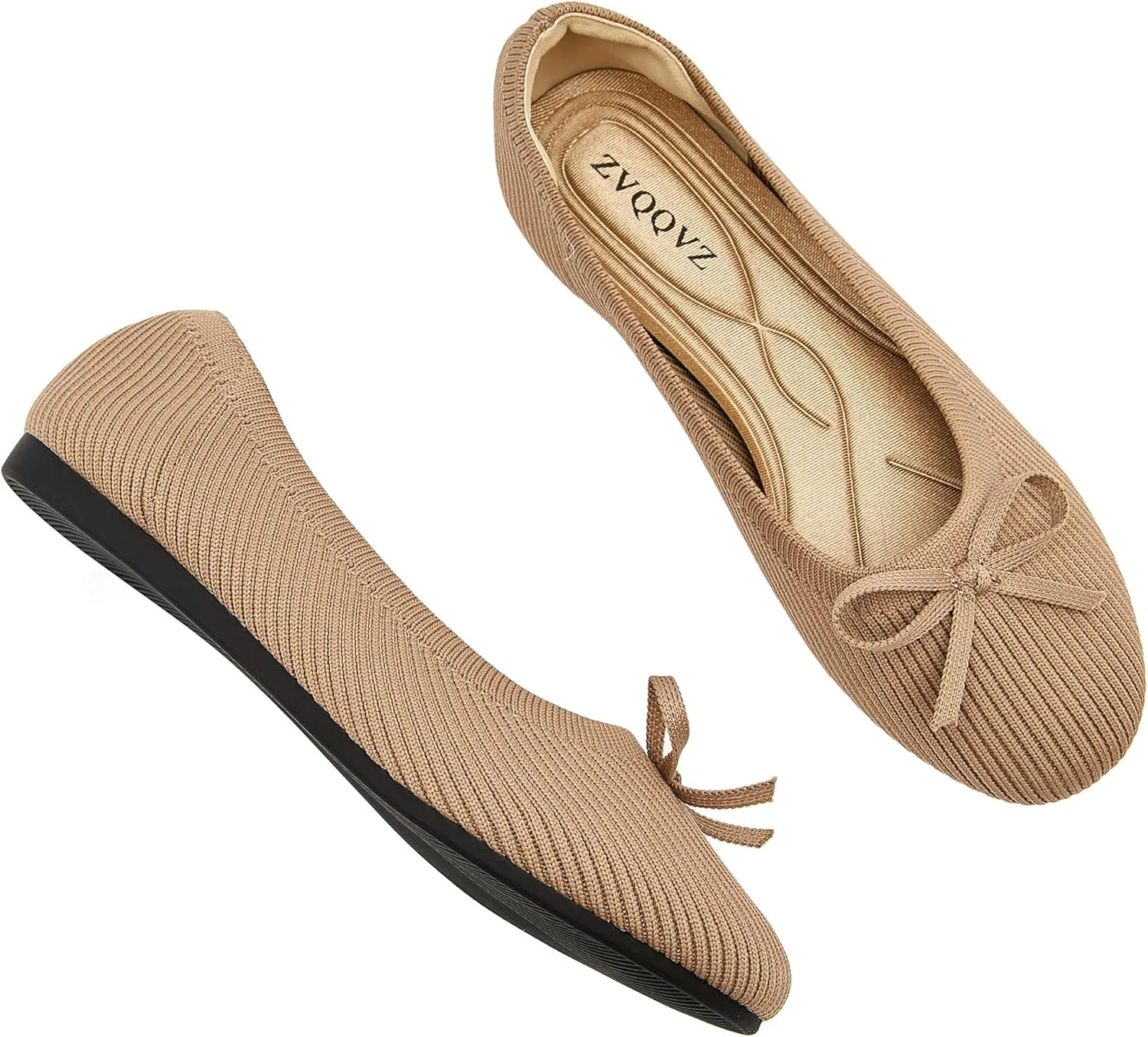 Women's Flats Shoes Knit Mesh Ballet Flats with Bow Comfortable Round Toe Washable Dressy Flat