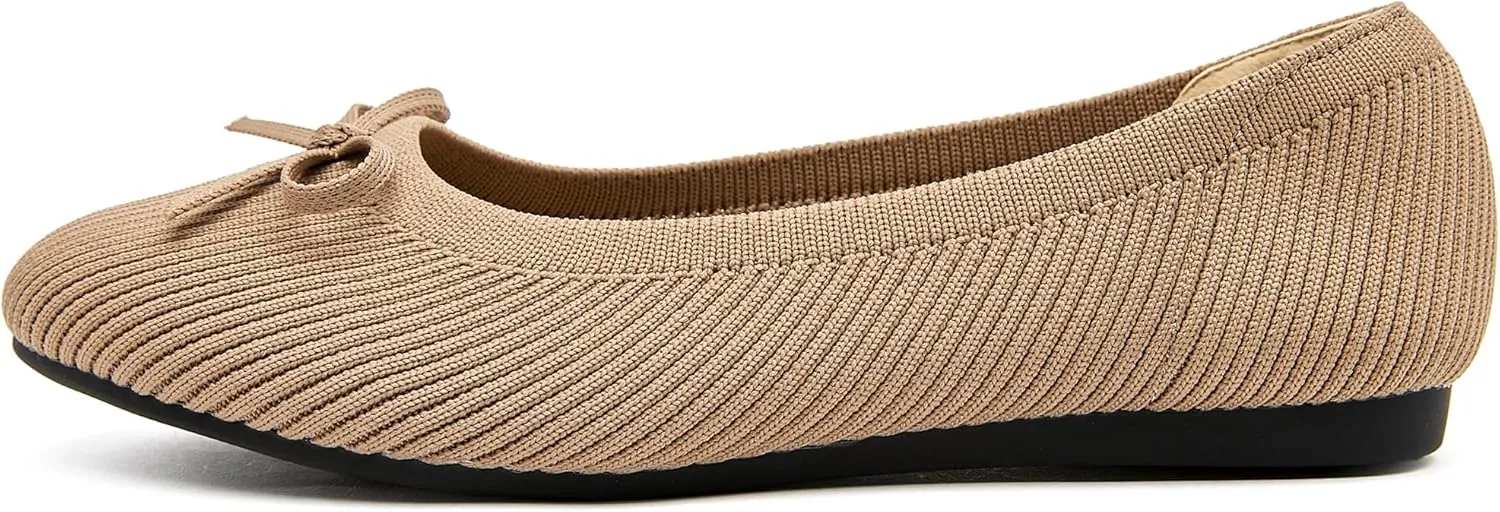 Women's Flats Shoes Knit Mesh Ballet Flats with Bow Comfortable Round Toe Washable Dressy Flat