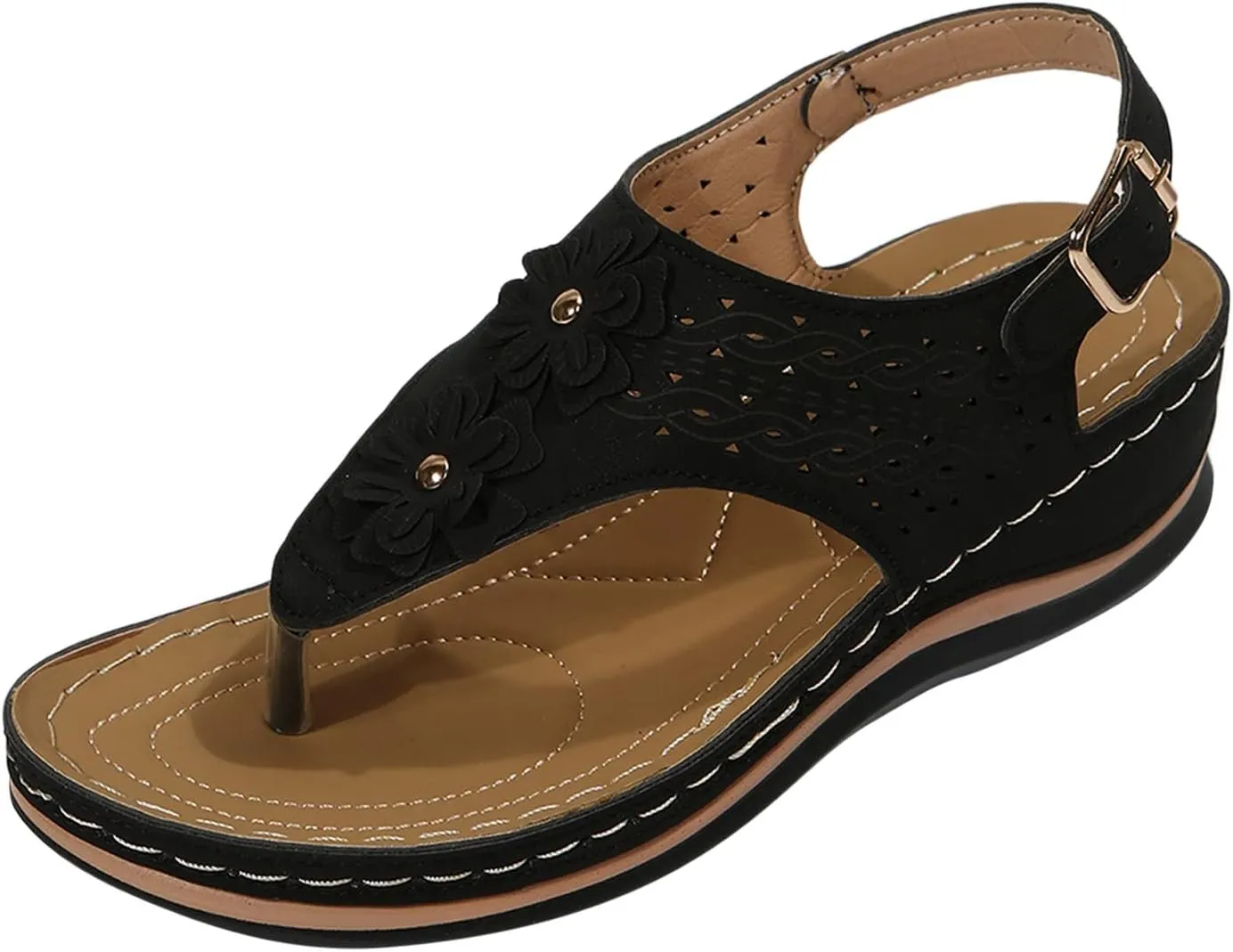 Womens Sandals with Arch Support Walking Flip Flops Shower Wide Wedge Sandal Dressy Summer Arch Support Shoes for Woman Wedge Shoes Slip On Wide Width Dressy Orthopedic Shoe
