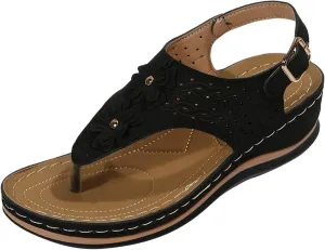 Womens Sandals with Arch Support Walking Flip Flops Shower Wide Wedge Sandal Dressy Summer Arch Support Shoes for Woman Wedge Shoes Slip On Wide Width Dressy Orthopedic Shoe