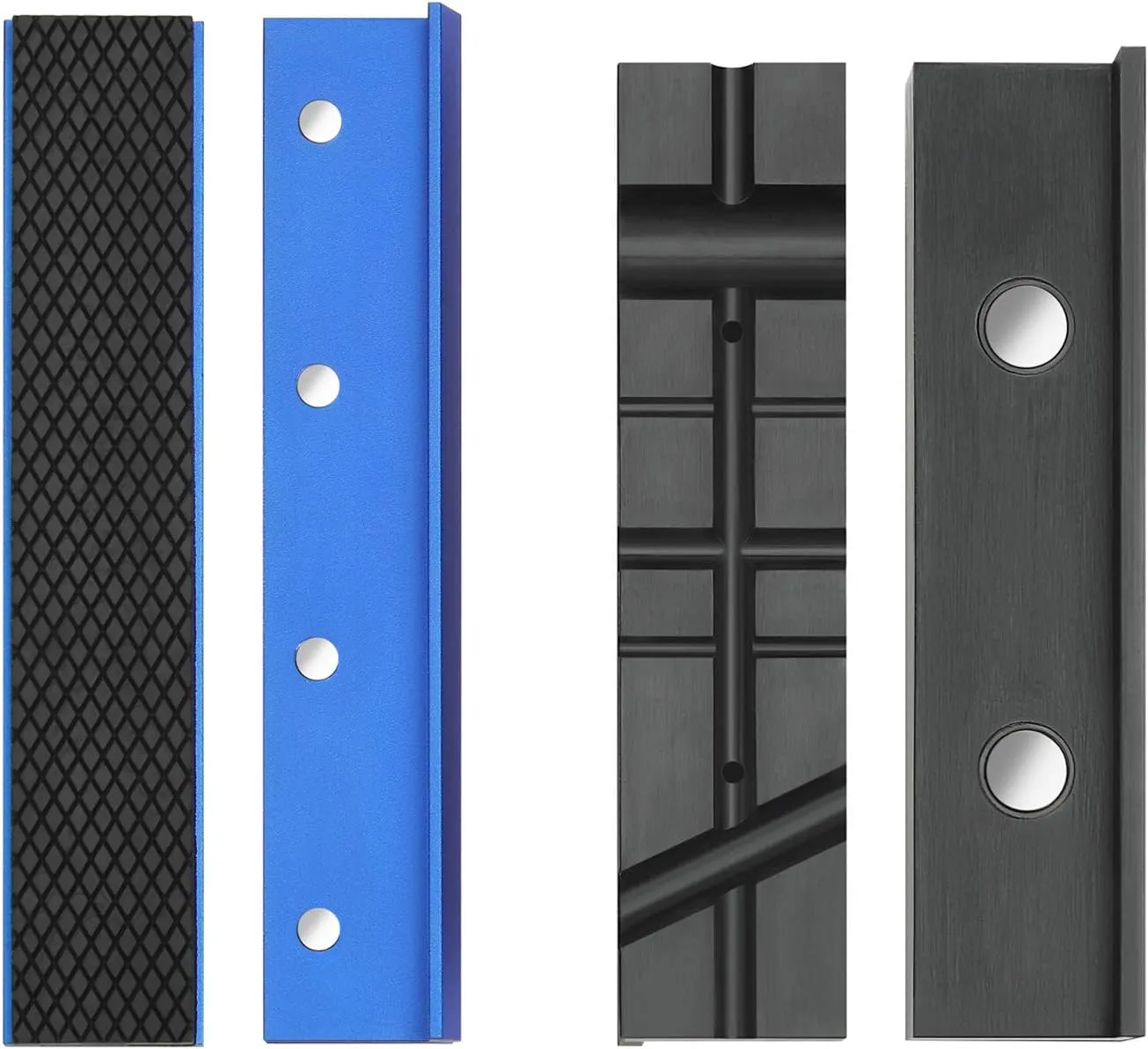 WORKPRO 2-Pair Vise Jaw Pads 6 inch & 5.5 inch, Magnetic Vice Jaw Covers Protectors, 5-1/2 inch Multi-Groove Jaw Pads and 6 inch Aluminum Pads Set