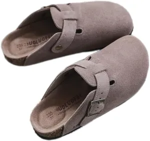 XUEMML Clogs Shoes Women Men Leather, Slip On Mules Casual Summer Slippers Handmade Clogs and Mules Soft Beach Sandals Ladies Flowers Summer Shoes