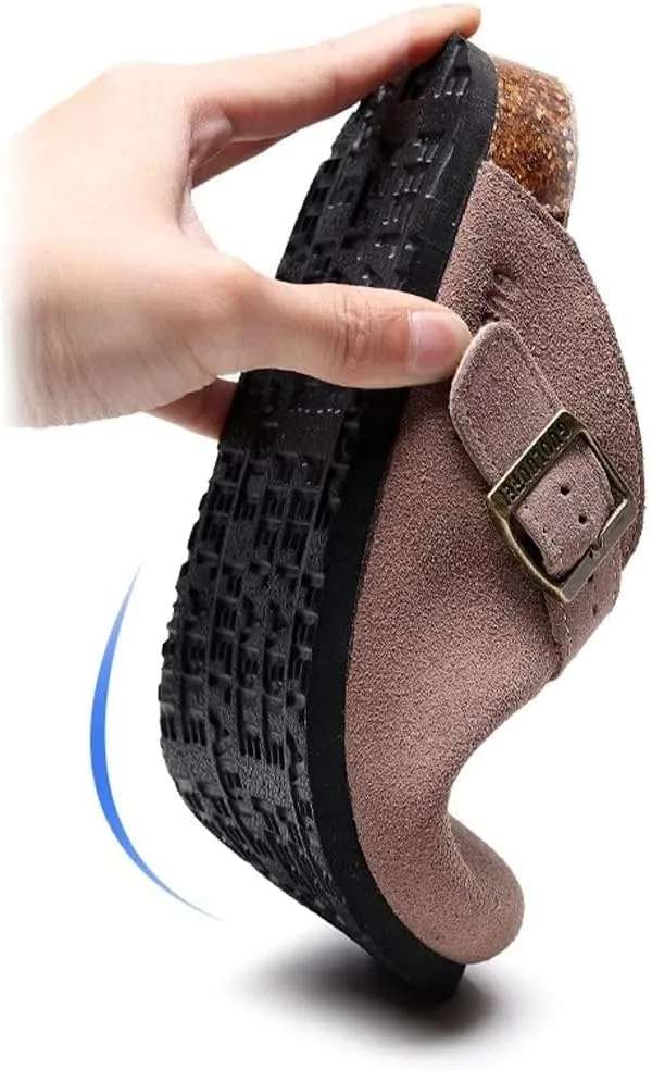 XUEMML Clogs Shoes Women Men Leather, Slip On Mules Casual Summer Slippers Handmade Clogs and Mules Soft Beach Sandals Ladies Flowers Summer Shoes