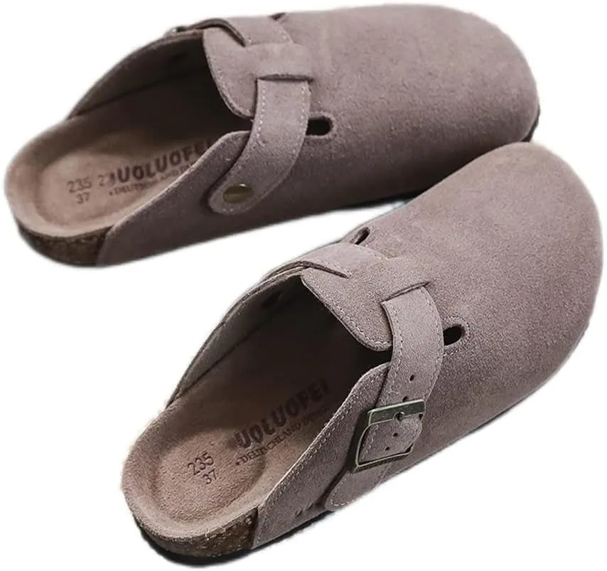 XUEMML Clogs Shoes Women Men Leather, Slip On Mules Casual Summer Slippers Handmade Clogs and Mules Soft Beach Sandals Ladies Flowers Summer Shoes