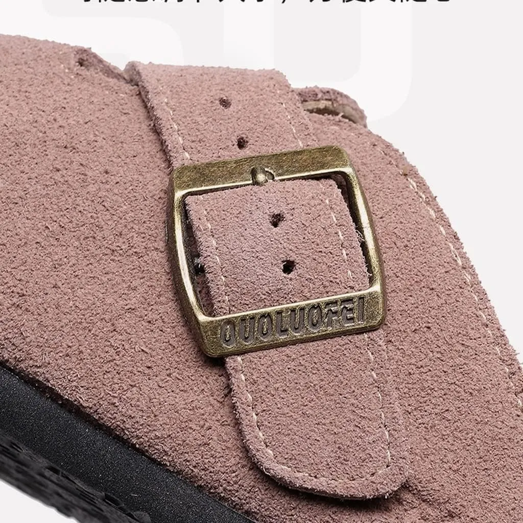 XUEMML Clogs Shoes Women Men Leather, Slip On Mules Casual Summer Slippers Handmade Clogs and Mules Soft Beach Sandals Ladies Flowers Summer Shoes