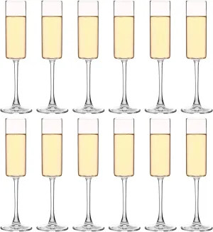 YANGNAY Cylinder Champagne Flutes, Champagne Flute Glass Set of 12, Clear Champagne glasses for Party, Home, Restaurant Use, 6 oz Capacity