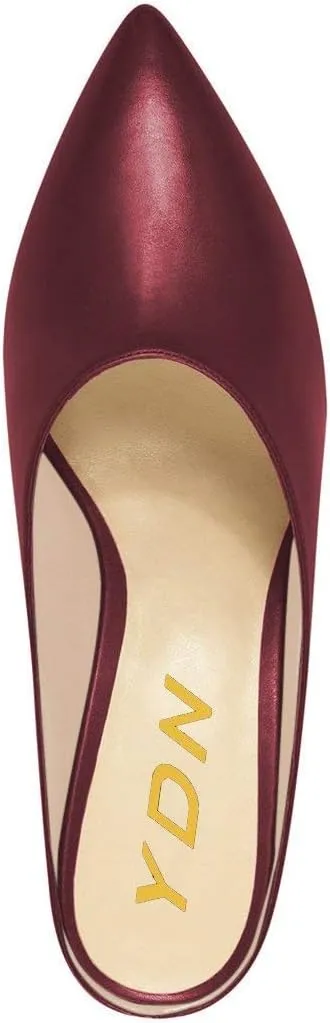 YDN Women Retro Pointed Toe Mules Pumps Block Mid Heel Slip On Slide Sandal Comfort Clog Shoes