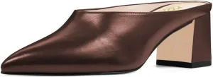 YDN Women Retro Pointed Toe Mules Pumps Block Mid Heel Slip On Slide Sandal Comfort Clog Shoes