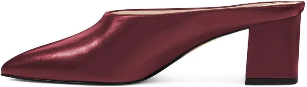 YDN Women Retro Pointed Toe Mules Pumps Block Mid Heel Slip On Slide Sandal Comfort Clog Shoes