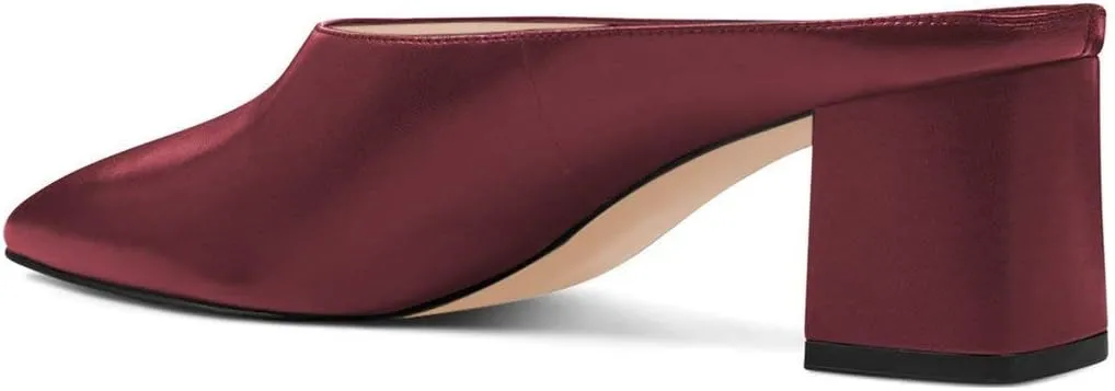 YDN Women Retro Pointed Toe Mules Pumps Block Mid Heel Slip On Slide Sandal Comfort Clog Shoes