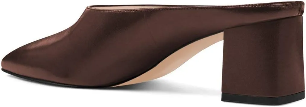 YDN Women Retro Pointed Toe Mules Pumps Block Mid Heel Slip On Slide Sandal Comfort Clog Shoes