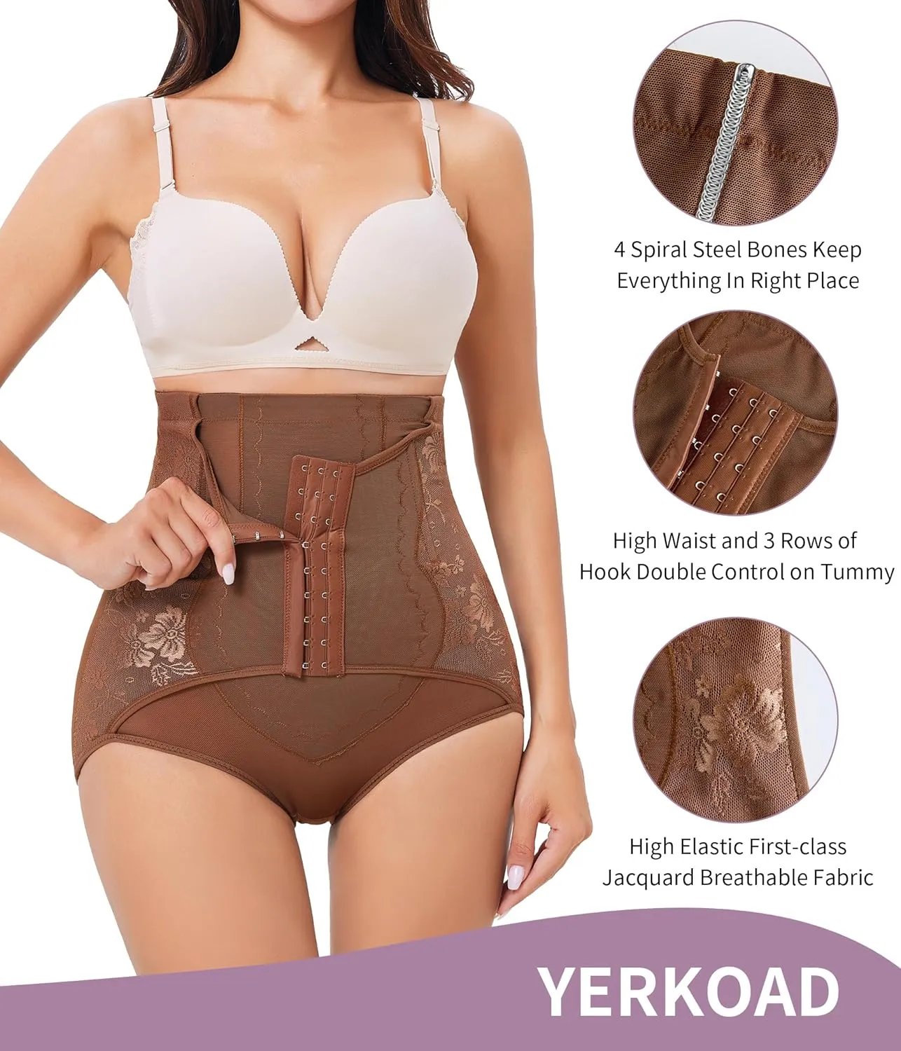 YERKOAD Tummy Control Panties for Women Shapewear Butt Lifter Short High Waist Trainer Corset Slimming Body Shaper Underwear